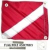 20x24 Diver Down Flag + 6ft Pole, Red